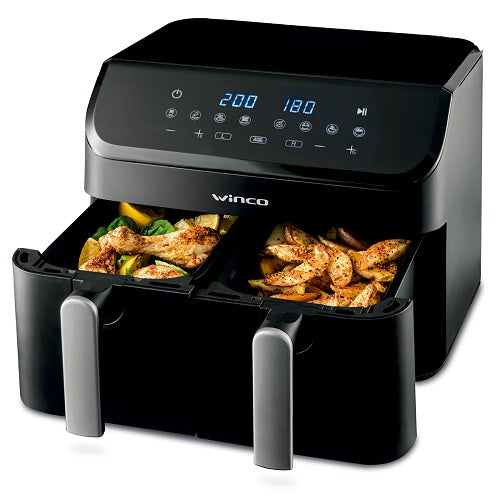 Freidora De Aire Sin Aceite Dual Digital W139 9 Litros Negro