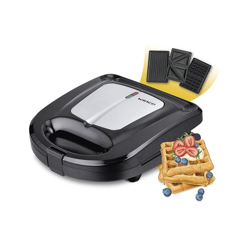 Sandwichera Tostadora Grill Panini Waflera 3 En 1 Winco W340