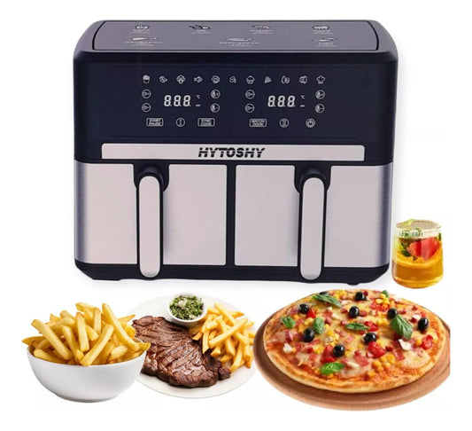 Freidora De Aire Doble Hytoshy 5 Litros X 2 Digital Sin Aceite