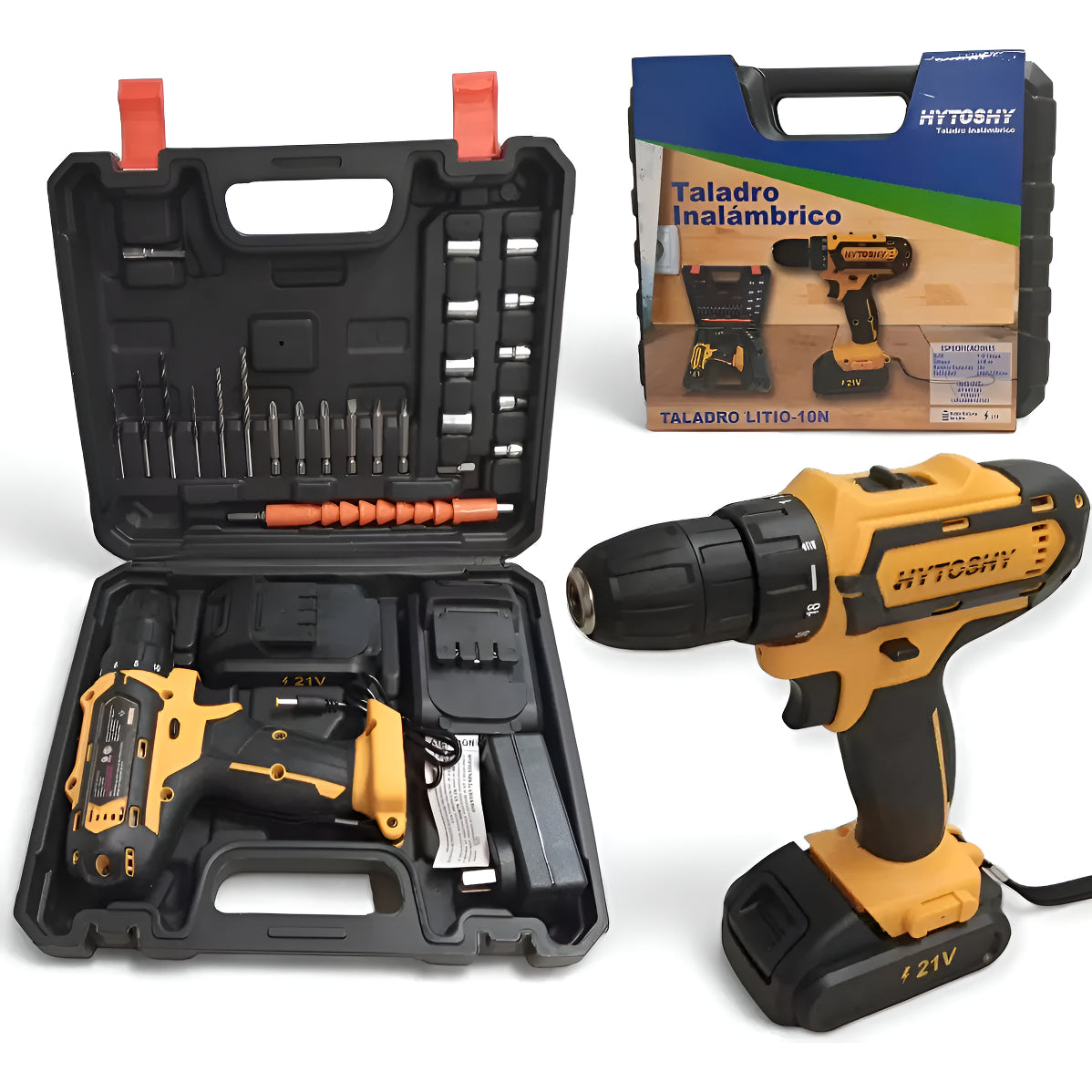 Taladro Atornillador Inalambrico Hytoshy 21v + 2 Baterias