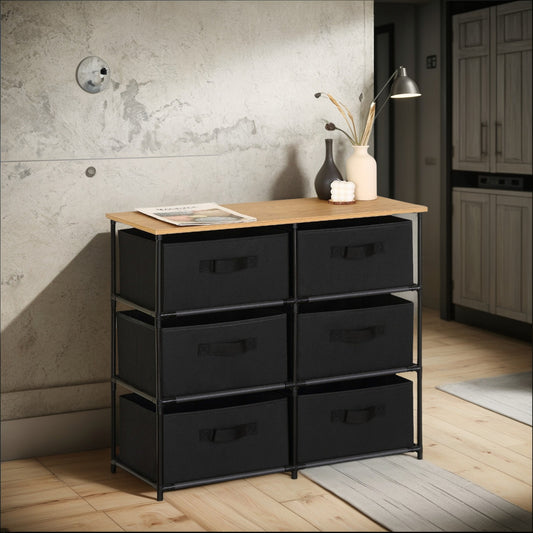 Comoda Cajonera X6 Organizador Estructura Metal Tapa Madera