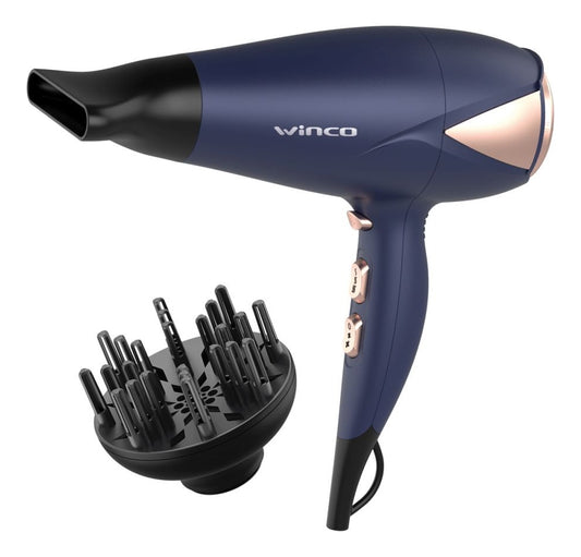 Secador De Pelo Profesional Difusor Frio Calor Winco W4192 E Color Azul
