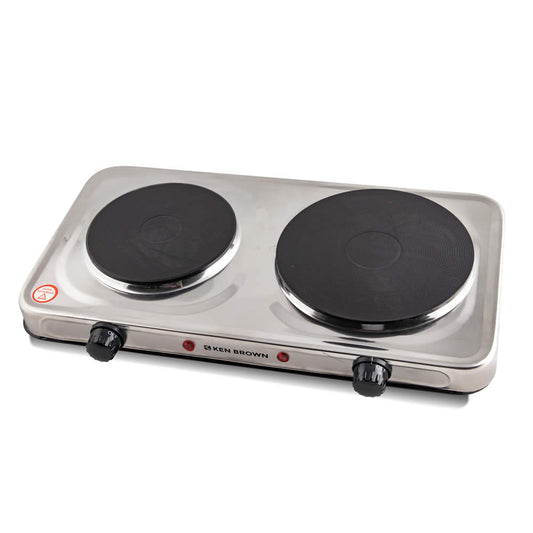 Anafe eléctrico doble hornalla acero inoxidable 2500w Ken Brown